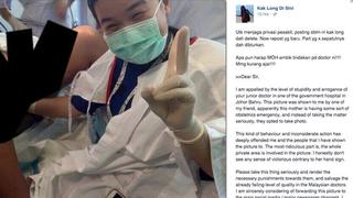 Polémica por selfie tomado en pleno parto por un médico