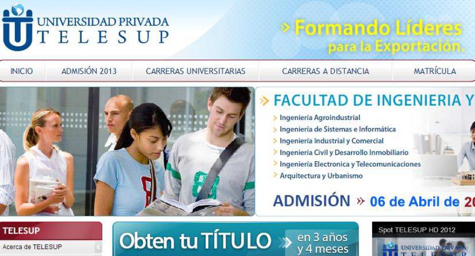 El portal de la Universidad Privada Telesup.