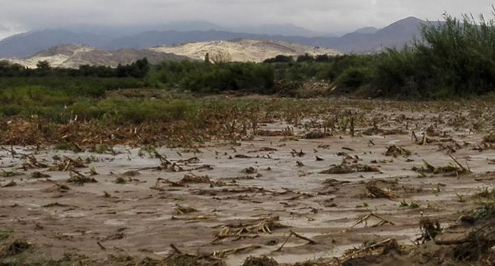 El río Lacramarca se desbordó en tres sectores de la zona rural de la provincia del Santa, en la región Áncash, causando graves daños a hectáreas de cultivos. (Foto: Andina)