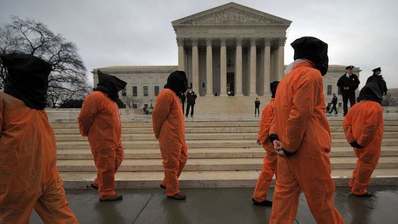 Human rights groups have held countless protests unsuccessfully calling for the closure of Guantánamo.  (GETTY IMAGES)
