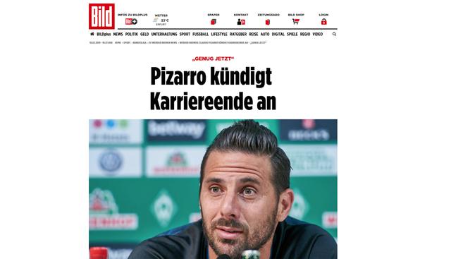 Las portadas en Alemania tras el anuncio de Claudio Pizarro.
