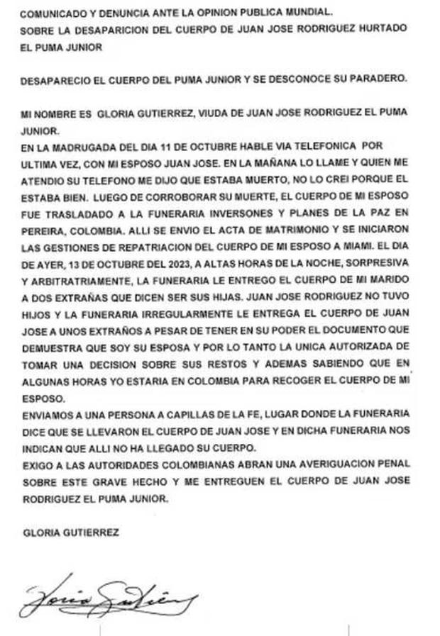 La esposa de Juan José Rodríguez está reclamando que le devuelvan los restos de su amado (Foto: Gloria Gutiérrez)