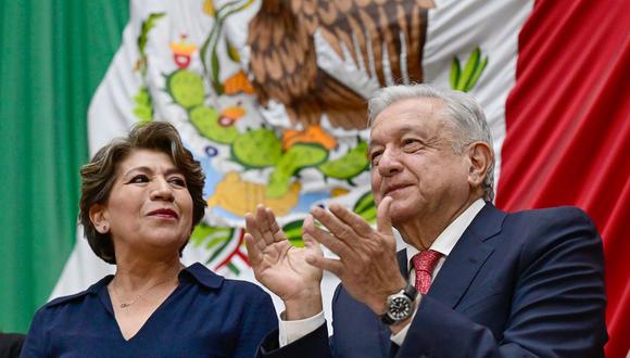 La nueva gobernadora oficialista del Estado de México, Delfina Gómez, tras ser ratificada en el cargo, el 14 de septiembre de 2023. (Foto de Twitter/X / @delfinagomeza)