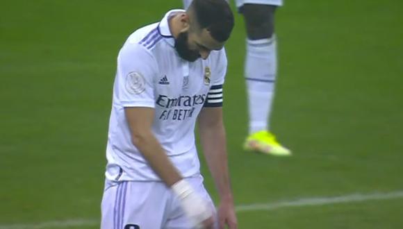 Karim Benzema no festejó su gol ante el Barcelona por la Supercopa de España | Foto: Captura