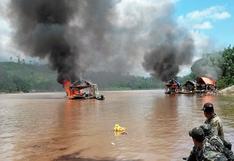 Ucayali: destruyen 20 dragas en operativo contra la minería ilegal