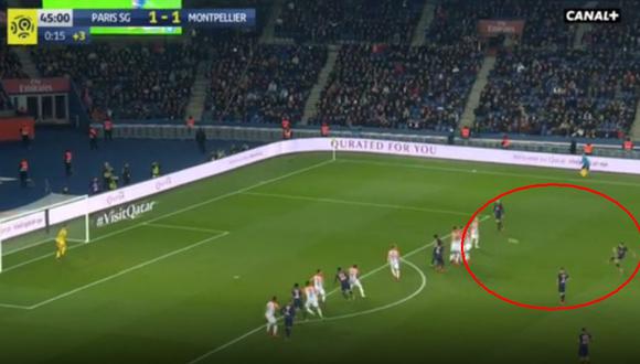 Ángel Di María fue el autor del 2-1 con un majestuoso disparo de tiro libre en el PSG vs. Montpellier por la Ligue 1 de Francia (Foto: captura de pantalla)
