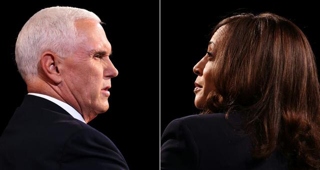 Mike Pence y Kamala Harris debatieron durante 90 minutos en Salt Lake City, Utah. (Fotos: Justin Sullivan / POOL / AFP).