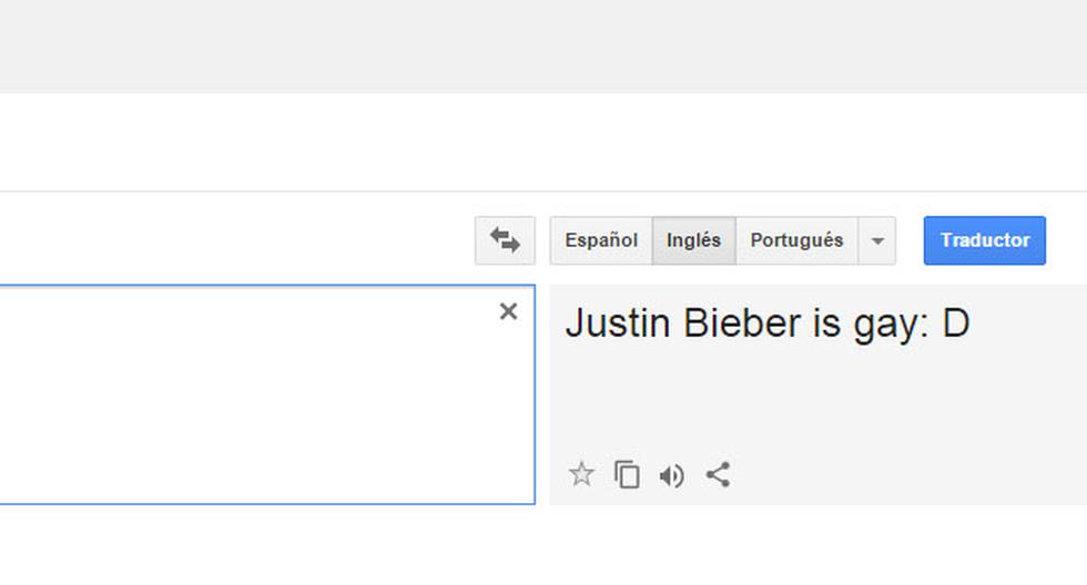 Google Translate vuelve a \"trolear\" a Justin Bieber con este error de traducción. (Foto: Captura)