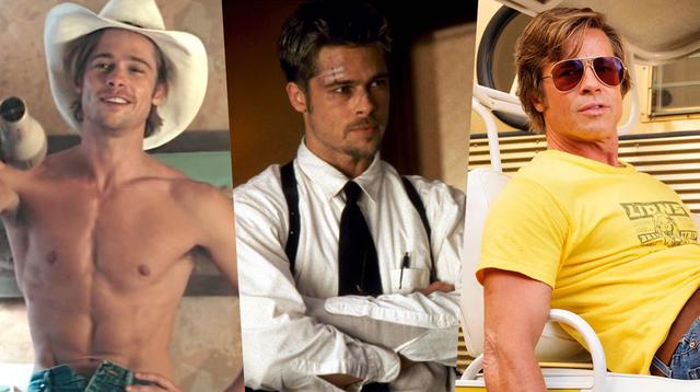 De izquierda a derecha, Brad Pitt en "Thelma y Louise" (1991), "Seven" (1995) y "Once Upon a Time in Hollywood" (2019); roles que lo han consolidado como uno de los mayores actores del mundo. Fotos: MGM/ New Line/ Sony.