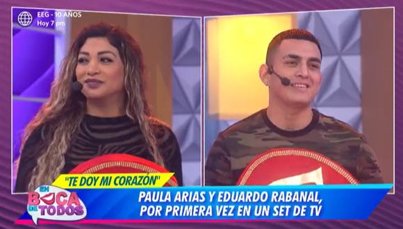 Paula Arias y Eduardo Rabanal se lucen juntos en TV. (Foto: captura de video).