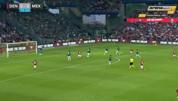 Yussuf Poulsen marcó un golazo en el México vs. Dinamarca. (Foto: captura de YouTube)