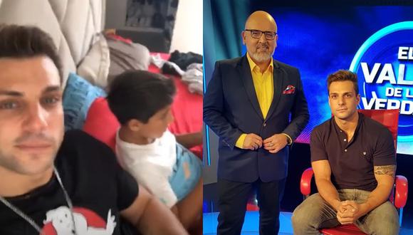 De izquierda a derecha, Nicola Porcella y su hijo Adriano: duranate su participación en "El valor de la verdad". Fotos: Instagram/ Twitter.