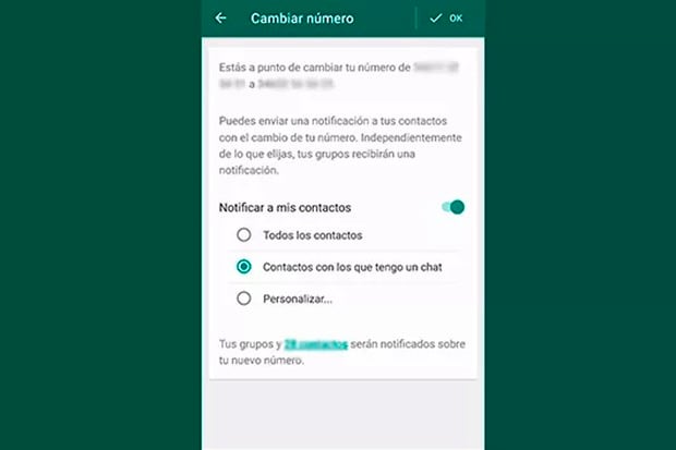 Para notificar a todos tus contactos sobre un cambio de número de WhatsApp, realiza los siguientes pasos. (Foto: Captura)