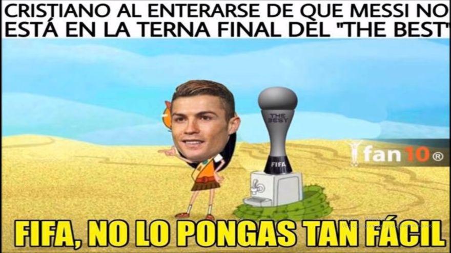 Cristiano Ronaldo y Lionel Messi no se presentaron en la premiación del The Best de este lunes. Este hecho originó divertidos memes, lo cuales circulan en Facebook (Foto: Facebook)