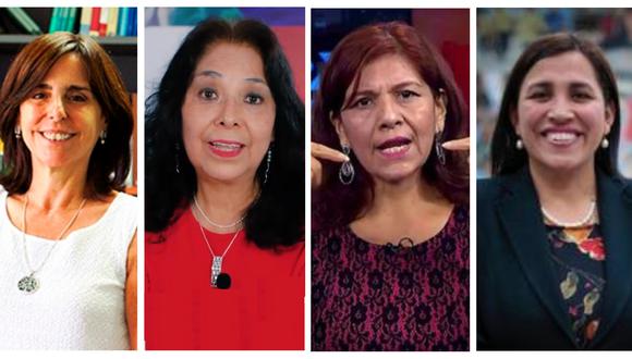 De izquierda a derecha: Patricia Arévalo (Victoria Nacional), Ana María Salinas (Partido Nacionalista), Neldy Mendoza (Renovación Popular) y Flor Plablo (Partido Morado).