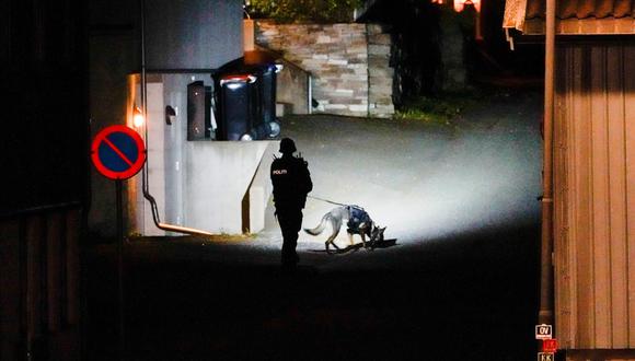 La policía investiga en el lugar de un ataque en Kongsberg, Noruega, el 13 de octubre de 2021. (EFE / EPA / HAKON MOSVOLD LARSEN).