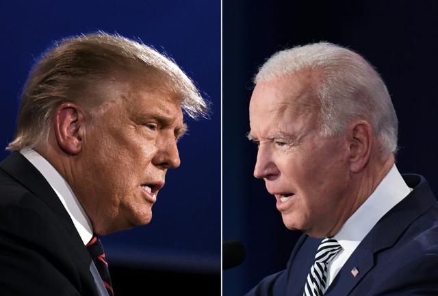 Donald Trump y Joe Biden debaten en Cleveland, Ohio. (Fotos: JIM WATSON y SAUL LOEB / AFP).