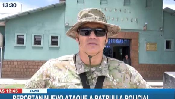 Jefe de la Región Militar del Sur, general Jhonny León, informó del ataque a la comisaría de Pisacoma por parte de al menos 200 vándalos | Foto: Captura de Canal N