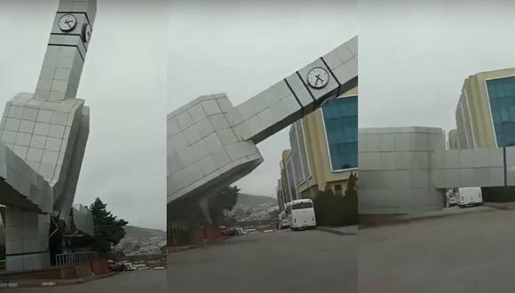 Los fuertes vientos provocaron el desplome de la torre del Reloj en Estambul. (Foto: captura video Rebelión Noticias)