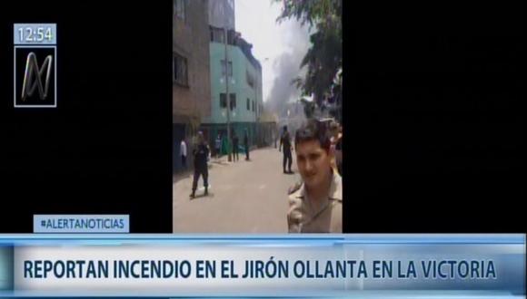 Incendio en la cuadra 2 del jirón Ollanta en Cercado de Lima. (Foto: Captura Canal N)