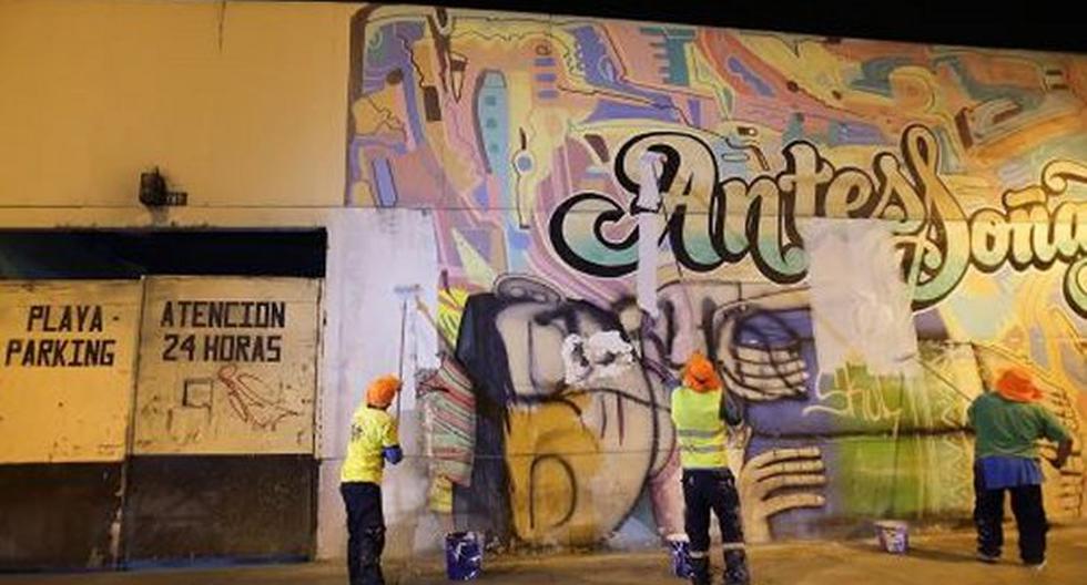 Municipalidad de Lima realizó el borrado de los murales. (Foto: Andina)