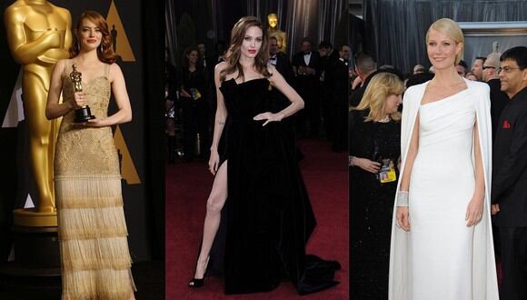 Las actrices Emma Stone, Angelina Jolie y Gwyneth Paltrow son las que año a año se roban las miradas en la alfombra roja. (Foto: EFE)