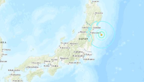 Terremoto en Japón de magnitud 6 sacude la costa frente a Fukushima. (USGS).