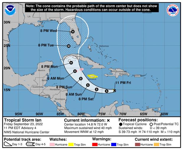 La trayectoria de la tormenta tropical Ian. (NHC).