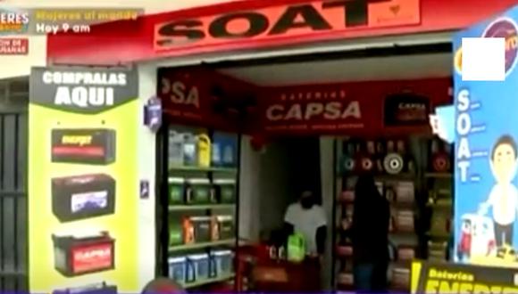 El agraviado tenía siete meses vendiendo baterías en el local ubicado en la Av. San Juan | Foto: Latina / Captura de video