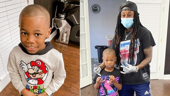 Sheree Bethea junto al pequeño Jackson tras una sesión de corte de cabello. (Imagen: laquistaerinna / Instagram)
