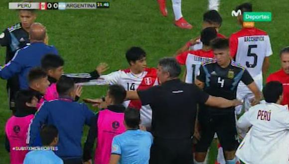 Perú vs. Argentina: empujones, insultos y tarjetas amarillas en tenso momento durante el Sudamericano Sub 17. (Video: Movistar Deportes / Foto: Captura de pantalla)