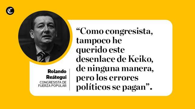 Las frases del congresista Rolando Reátegui en entrevista con El Comercio. (Composición: María Loli Caman / El Comercio)