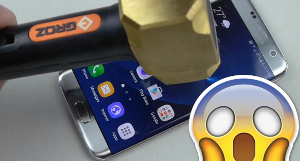El Samsung Galaxy S7 es uno de los smartphone más resistentes en la actualidad. ¿Podrá resistir un fuerte martillazo? Aquí la respuesta. (Foto: Captura)