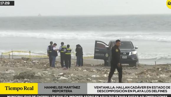 hallan cuerpo en avanzado de descomposición en la orilla de una playa  de Ventanilla. (Foto: RPP TV)