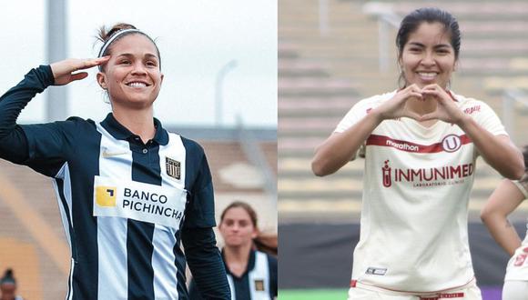 Adriana Lúcar, la goleadora de Alianza y Sabrina Ramírez, una de las figuras de la U. (Fotos: Alianza/Universitario)