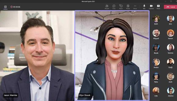 Los participantes pueden elegir si usar su cámara o un avatar personalizado a su imagen en las conferencias de Teams. (Foto: Microsoft)