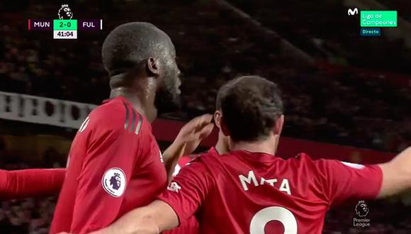 Romelu Lukaku hizo su aparición en el score con el tercer gol del Manchester United, el cual llegó en el epílogo de la primera etapa. (Foto: captura de video)
