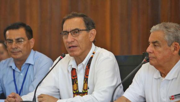 El presidente, Martín Vizcarra, y el primer ministro, César Villanueva, encabezaron el Muni Ejecutivo Extraordinario que se llevó a cabo en Pucallpa este viernes 4 de mayo. (Andina)