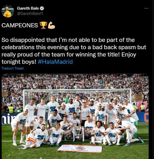 Gareth Bale se excusa por faltar a las celebraciones de Real Madrid. (Foto: Captura)