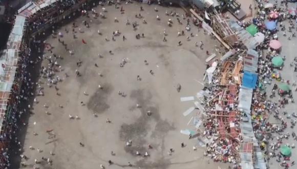 Imagen de la tragedia en Tolima captada por un dron. (Captura de video).