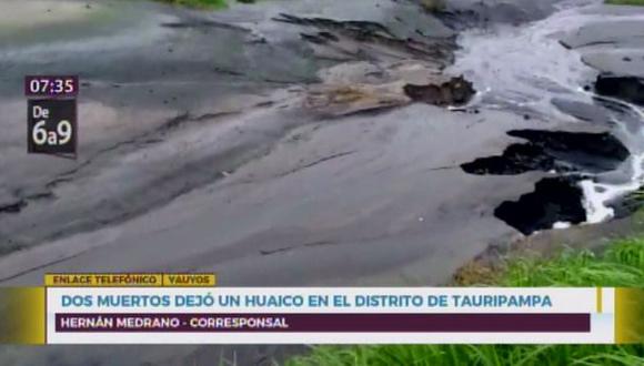 Una madre y su hijo perdieron la vida tras deslizamiento de rocas en distrito de Tauripampa. (Captura: Canal N)