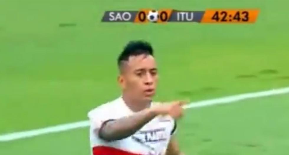 Christian Cueva aperturó el marcador del Sao Paulo vs Ituano por el Torneo Paulista. (Foto: Captura)