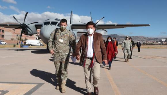 El primer ministro, Guido Bellido, llegó este lunes a Cusco. (Foto: PCM)