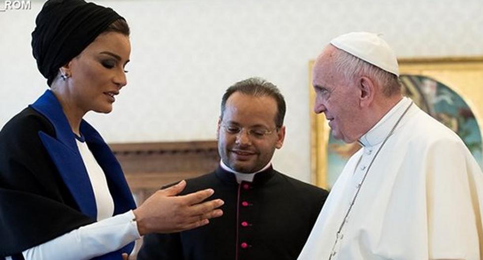 El papa Francisco recibió a la jequesa de Catar, Moza bint Naser. (Foto: EFE)