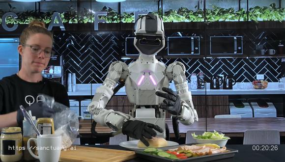 Conoce al robot que hace tareas cotidianas: cocina, pone la mesa y limpia. (Foto: Captura / Sanctuary AI)