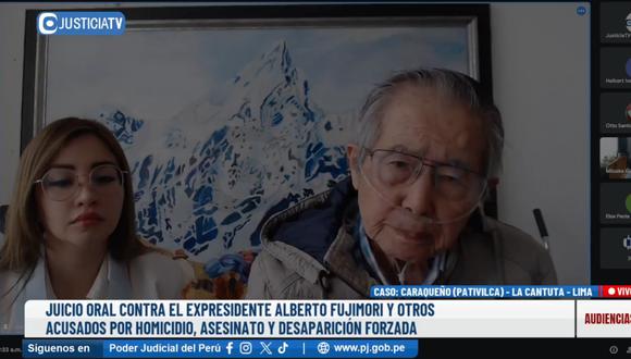 Alberto Fujimori participó de manera virtual en la audiencia del caso Pativilca. (Justicia TV)