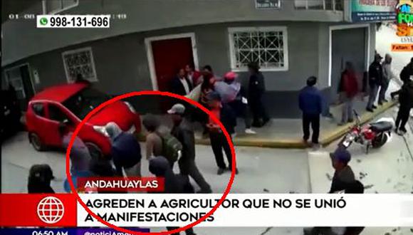 Los manifestantes estaban encapuchados, pero todo fue grabado por las cámaras de seguridad del distrito de Talavera. (América TV.)
