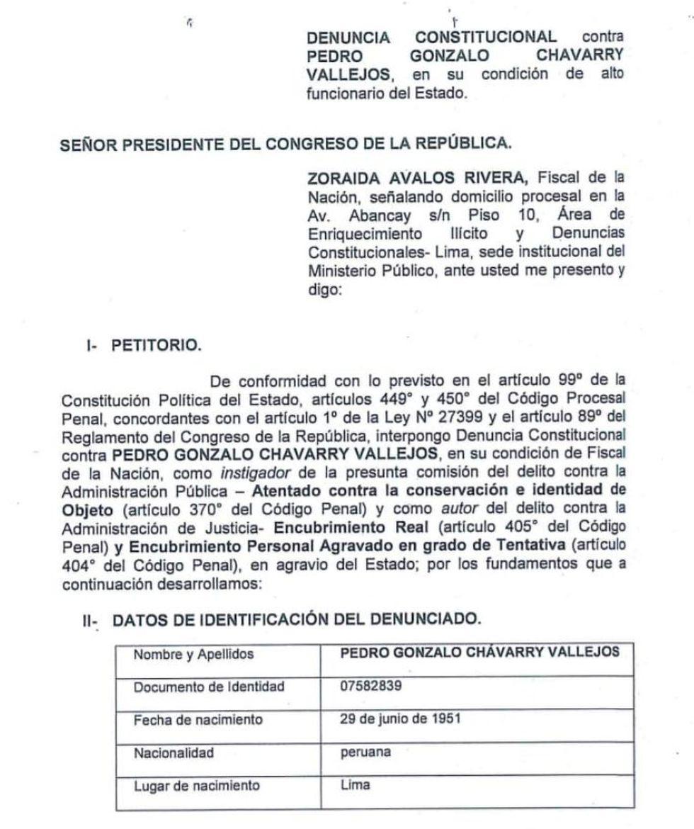 Fiscalía de la Nación denunció constitucionalmente a Pedro chávarry