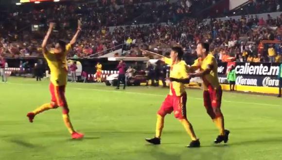 Raúl Ruidíaz celebrando un nuevo gol con la camiseta del Morelia. (Captura: Facebook)