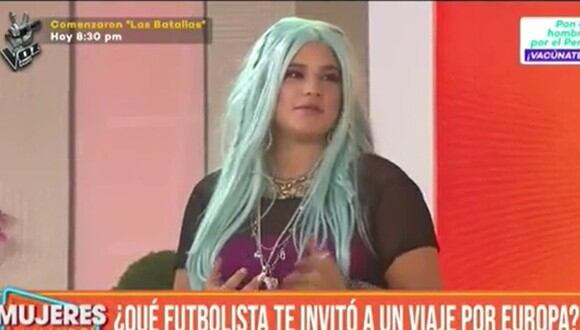 Macarena Vélez y su reacción al ser consultada por si un futbolista la invitó a un viaje por Europa. (Foto: Captura de video)